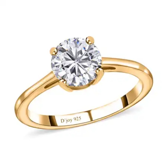 D'joy Jewelry - Moissanite Solitaire Ring Vermeil Yellow Gold Over Sterling Silver 1.00 …